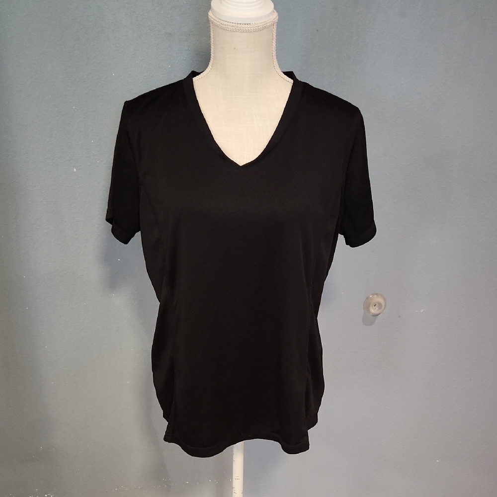 Life Vneck Black Relaxed Fit Athletic Exercise Tee Shirt